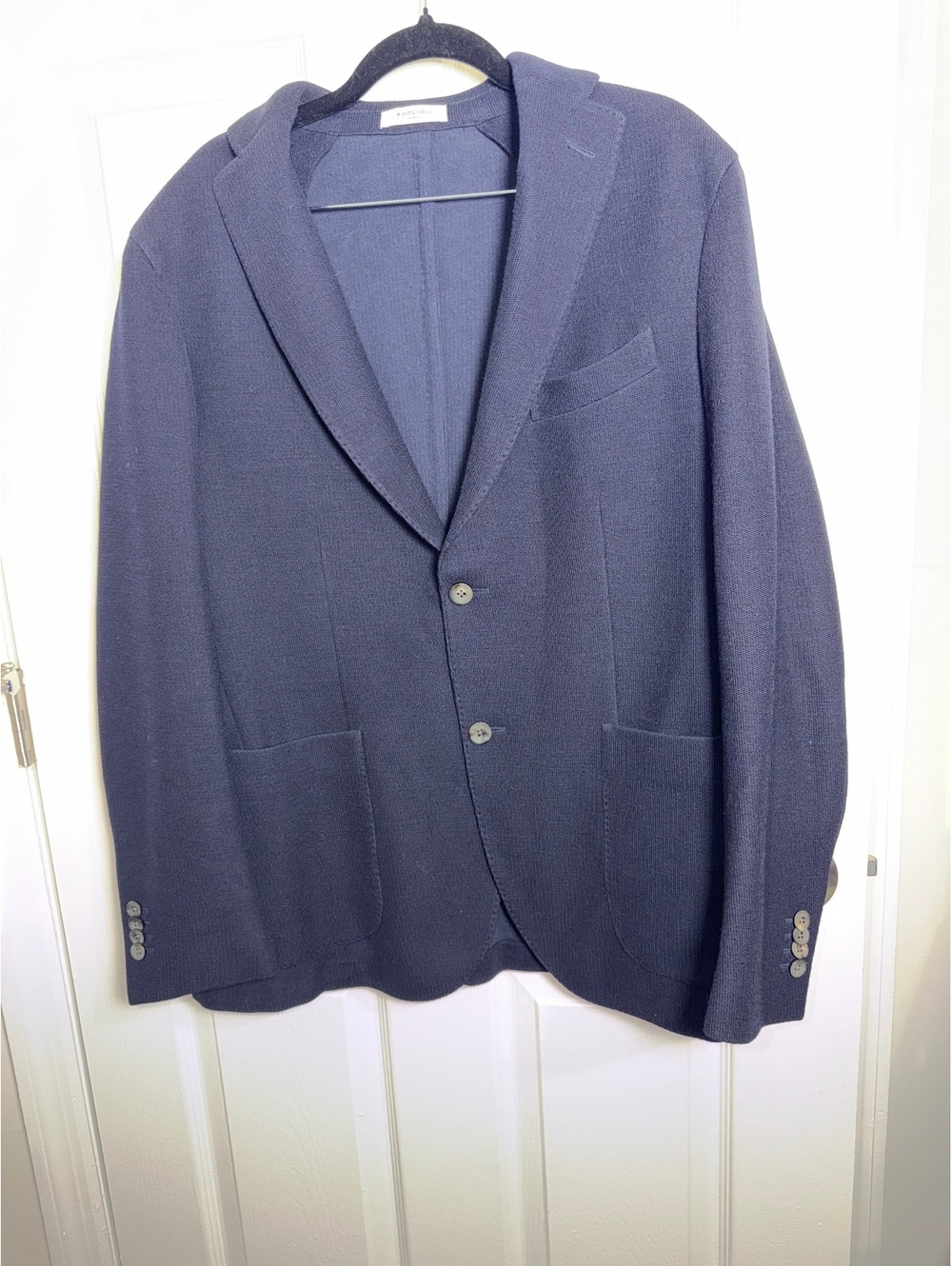 Boglioli Unstructured Navy Knit Coat